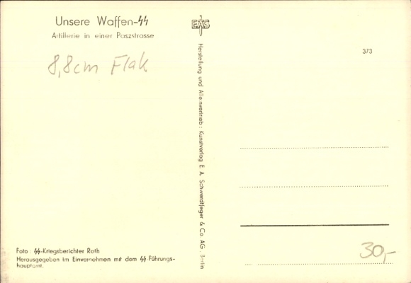 Postcard Waffen SS, artillery in a mountain pass, 8.8 cm Flak