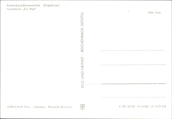 Postcard Rechenberg Bee Mill Ore Mountains, Ferienheim Zur Post