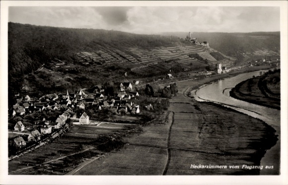 Postcard Neckarzimmern in the Neckar Valley, aerial photograph