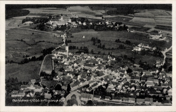 Ak Hohenwart in Oberbayern, Luftaufnahme von  ländliche Umgebung,  Architektur