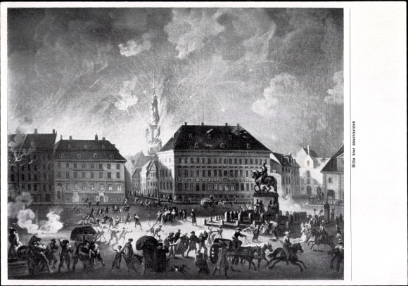 Collection picture robber state England, the bombardment of Denmark, painting by Chr. Aug. Lorentzen