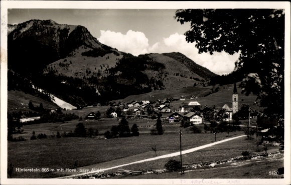 Postcard Hinterstein Bad Hindelang in the Oberallgäu, village view, mountains, church