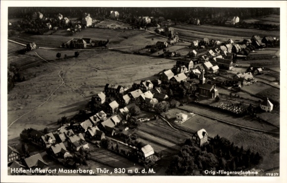 Postcard Masserberg in Thuringia, aerial photograph