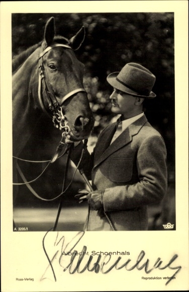 Ak Schauspieler Albrecht Schoenhals, Portrait, Pferd, Ross Verlag A 3205/1