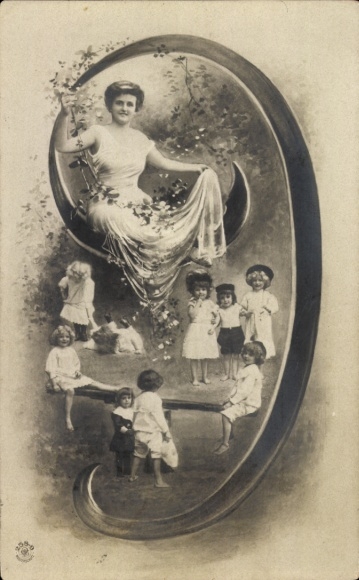 Letters Postcard Number 9, Children, Woman, Seesaw, NPG 258 9