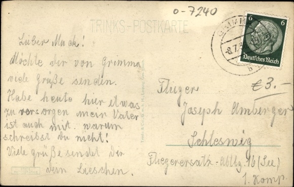Postcard Grimma in Saxony, market place, stands