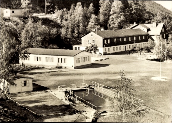 Postcard Schwedt an der Oder, holiday home, building, water feature, trees, landscape