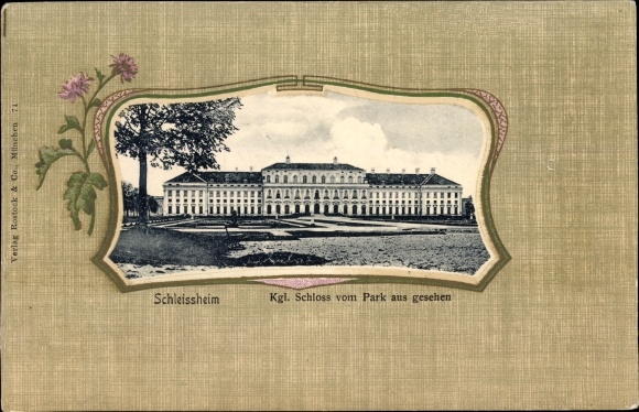 Passepartout Ak Schleißheim in Oberbayern, Königliches Schloss vom Park aus gesehen