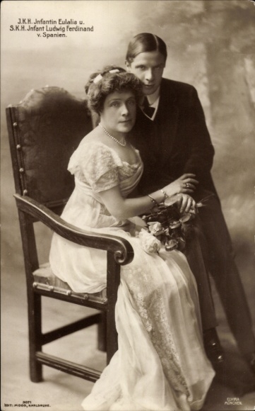 Postcard Infanta Eulalia and Infante Ludwig Ferdinand of Spain, portrait