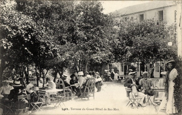 Postcard Beg Meil Fouesnant Finistère, terrace of the Grand Hotel