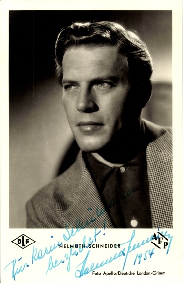 Postcard actor Helmuth Schneider, portrait, Aennchen von Tharau, autograph