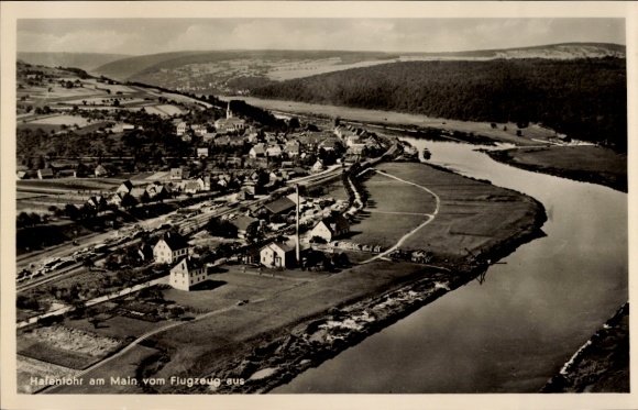 Postcard Hafenlohr am Main Lower Franconia, aerial photograph