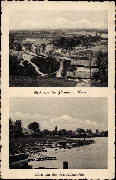 Ak Glindow Werder an der Havel, uitzicht vanaf de Glindow Alpen, uitzicht vanaf de Schneidemühle