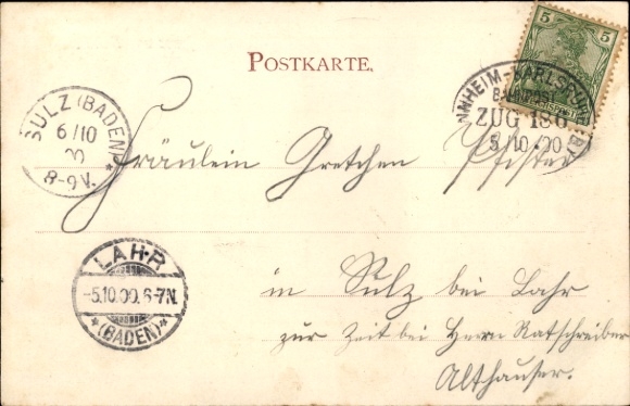Postcard Schwetzingen in Baden, Villa, lucky clover