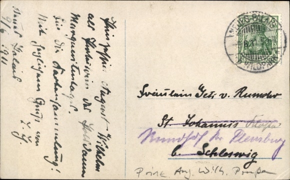 Postcard Princess August Wilhelm of Prussia, Alexandra Viktoria, portrait