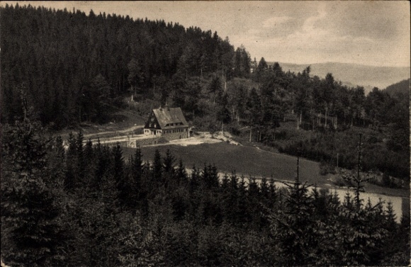 Ak Rittersgrün Breitenbrunn in het Ertsgebergte, districtsjeugdherberg, boslandschap, Ertsgebergte,