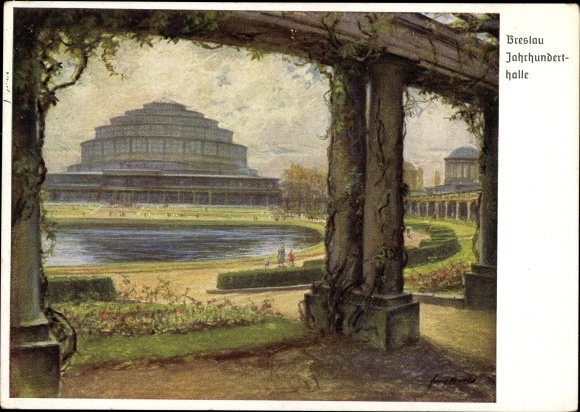 Künstler Ak Huth, F., Wrocław Breslau Schlesien, Jahrhunderthalle, Sängerbundesfest 1937