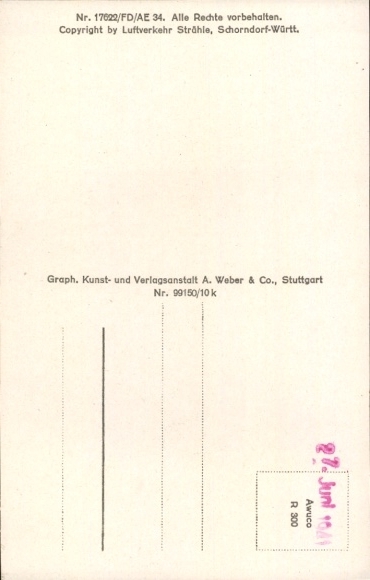 Postcard Wallerstein in Swabia, aerial photograph