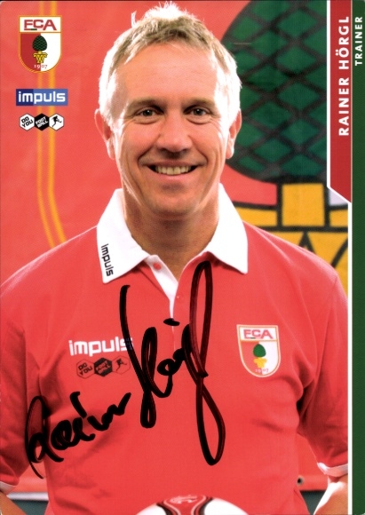 Autograph card coach Rainer Hörgl, FC Augsburg, autograph