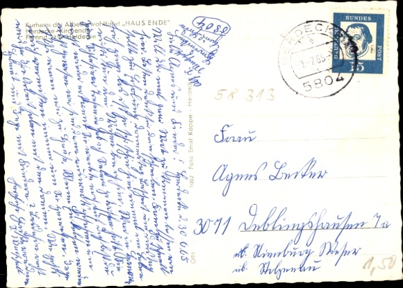 Postcard Herdecke an der Ruhr, Health resort of the Workers' Welfare Association Haus Ende