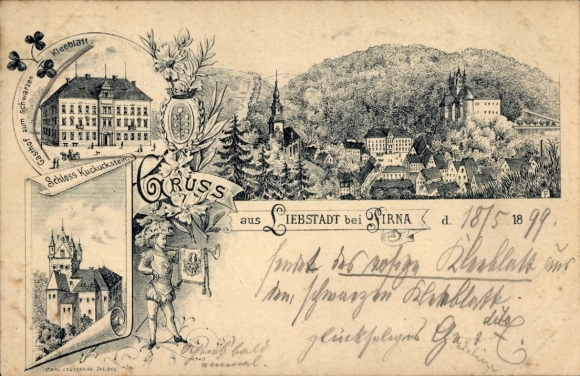Postcard Liebstadt Erzgebirge Saxony, Kuckuckstein Castle, landscape, churches, historical representation