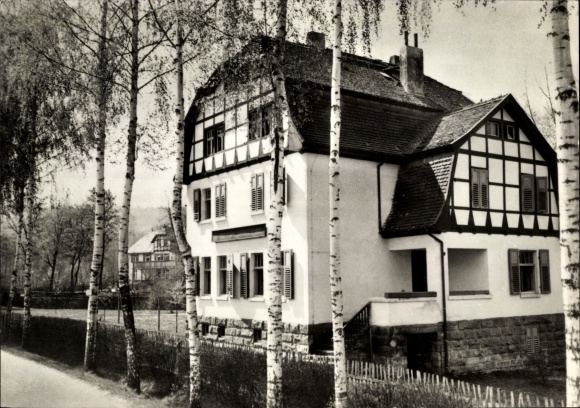 Postcard Breitenbach Wetterzeube Saxony Anhalt, FDGB convalescent home Otto Diehr, half-timbered house
