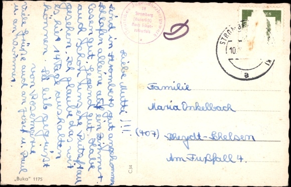 Postcard Stromberg im Hunsrück, view of the town, hotel, spa, Fustenburg, youth hostel