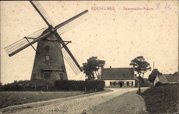 Postcard Roeselare Roeselaere Rousselare Roulers West Flanders, windmill
