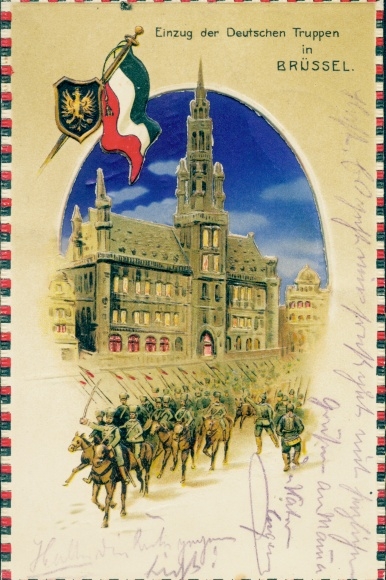 Halt against the light Chromo-Litho Bruxelles Brussels, entry of the German troops, I WW