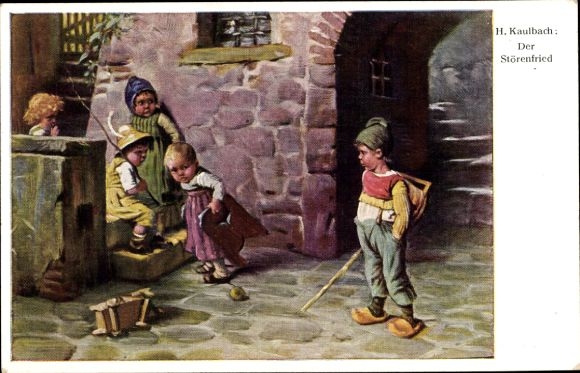 Artist Postcard Kaulbach, H., The Troublemaker, Children