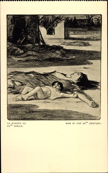 Artist Postcard Raemaekers, Louis, La Guerre au XXme Siècle, War in the XX Century, Mother, Child