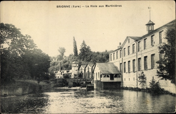Postcard Brionne Eure, La Risle at Martinieres
