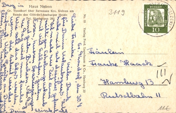 Postcard Groß Thondorf Himbergen in the Lüneburg Heath, Pension Haus Neben