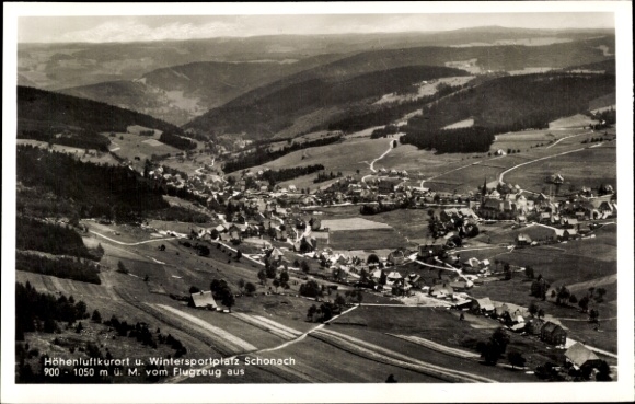 Postcard Schonach in the Black Forest, aerial photograph