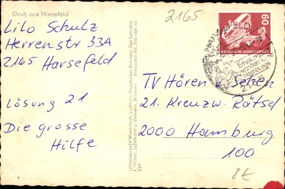 Postcard Harsefeld in Lower Saxony, partial view, view from the air
