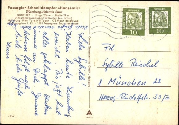 PC Hamburg, express steamer Hanseatic, Hamburg Atlantic Line