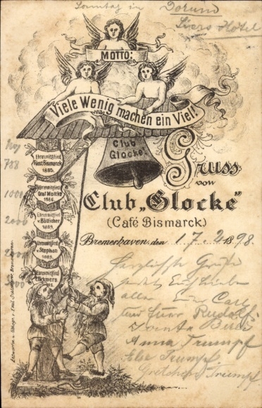 Litho Bremerhaven, Club Glocke, Café Bsimarck, Ehrenmitgliedstafeln, Motto, Zwerge, Engel
