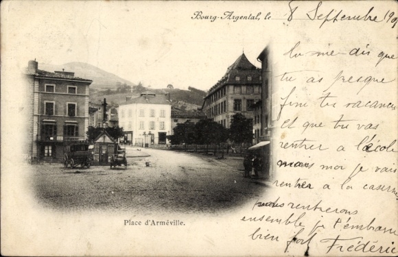 Ak Bourg Argental Loire, Platz d'Arméville
