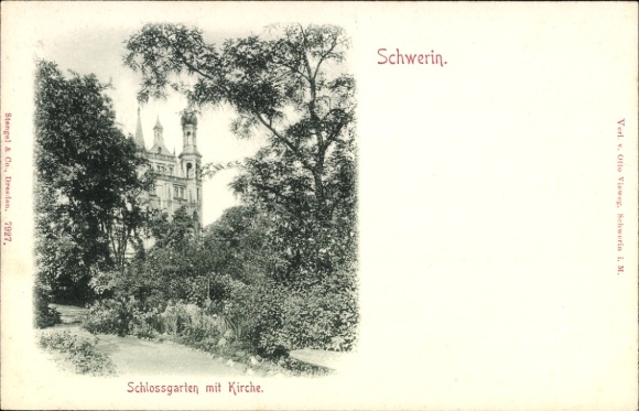 Ak Schwerin in Mecklenburg, Schlossgarten, Kirche