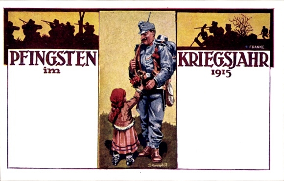 Artist PC Congratulations Pentecost, War Year 1915, Austrian Soldier, Red Cross