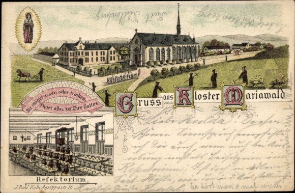 Chromo-Litho Heimbach in the Eifel, Mariawald Abbey, Trappist Monastery Maria Wald, Refectory