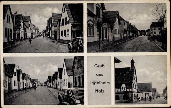 Ansichtkaart Iggelheim in de Palts, straatdelen