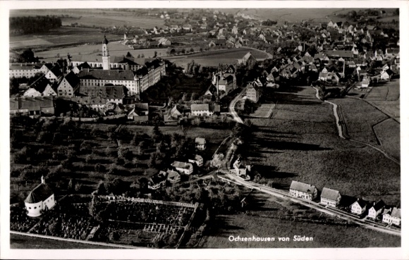 Postcard Ochsenhausen in Württemberg, aerial photograph