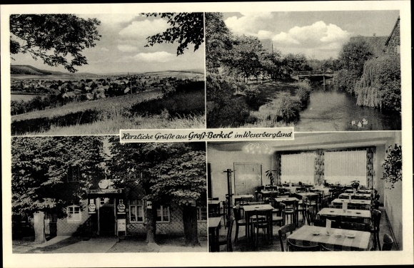 Postcard Groß Berkel Aerzen in the Weserbergland, long shot, inn Unter den Linden