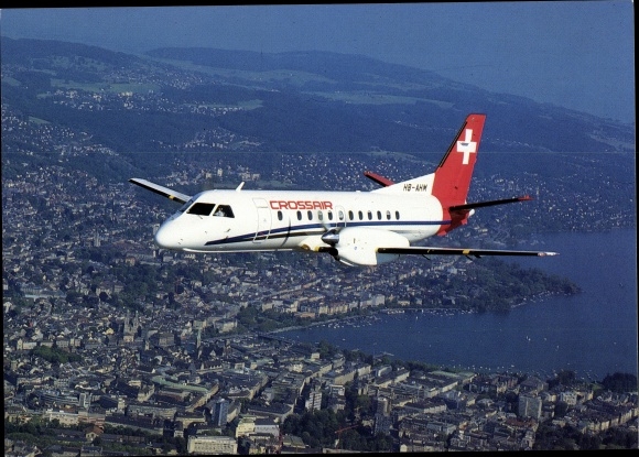 PC Swiss passenger plane, Crossair, Saab 340A Cityliner, HB-AHM