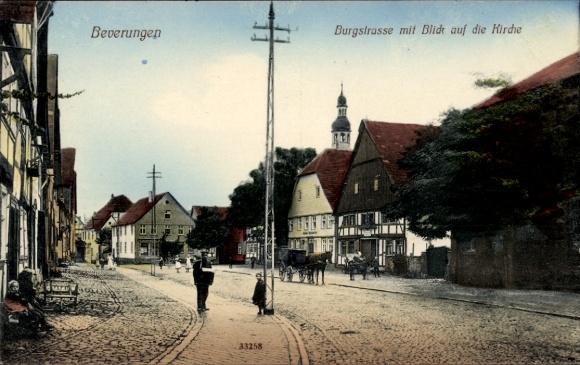 Postcard Beverungen an der Weser, Burgstraße, Church