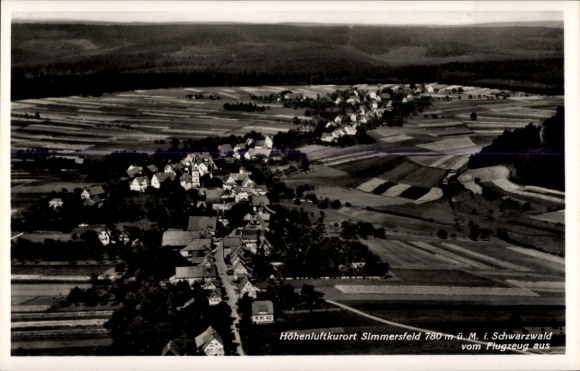 Postcard Simmersfeld in the Black Forest, aerial photograph