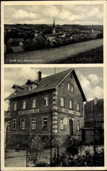 Postcard Gauangelloch Leimen in Baden, Panorama, Economy to the Alp