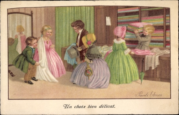 Artist Postcard Ebner, Pauli, A very delicate choice, Schneider