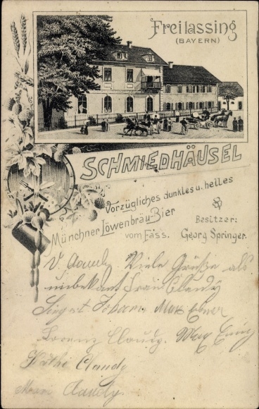 Chromo-Litho Freilassing in Upper Bavaria, Inn Schmiedhäusel, owner Georg Springer